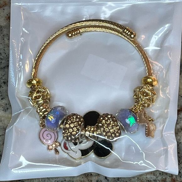 Source Unknown Jewelry - Fashion Jewelry Mickey Mouse Bangle Charm Bracelet Gold Plated Multicolored